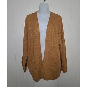 Gilli Sweater Cardigan Womens Large Golden Yellow Fisherman Lightweight Office